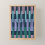 Block print geometrics stripes dark blue Mini Art Print Gallery Image 1