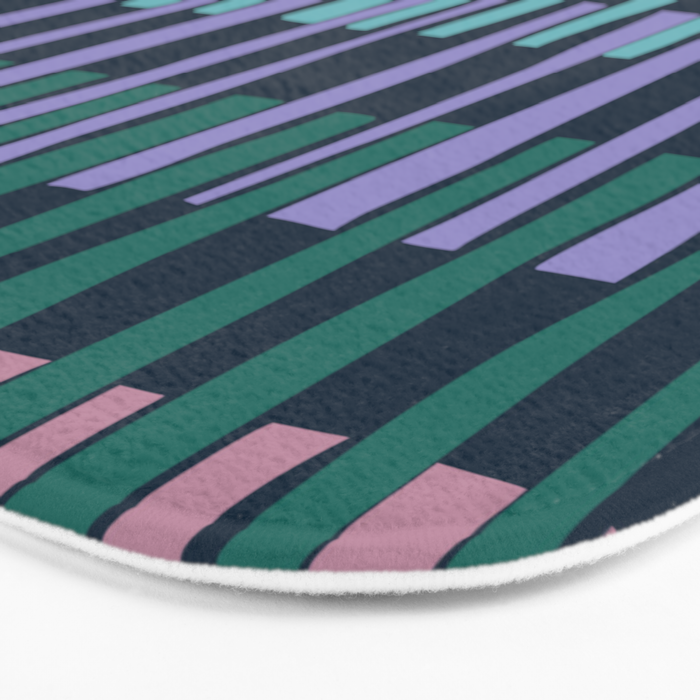 Block print geometrics stripes dark blue Bath Mat Gallery Image 3