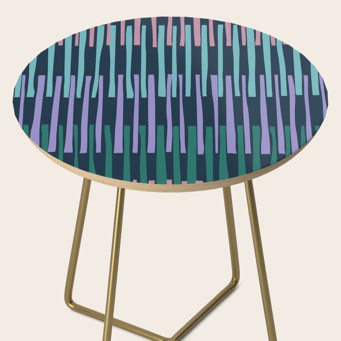 Block print geometrics stripes dark blue Side Table Gallery Image 2