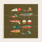Fishing Lures Green Wood Wall Art Gallery Image 1