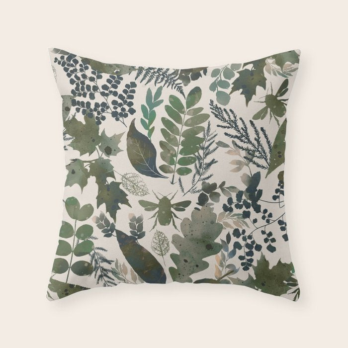 Greenish forest Throw Pillow Gallery Image 1