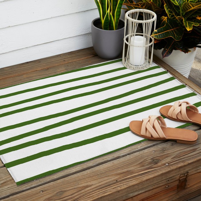 Simply Drawn Stripes in Jungle Green Outdoor Rug Gallery Image 2