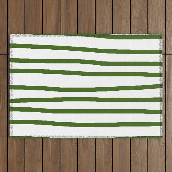 Simply Drawn Stripes in Jungle Green Outdoor Rug Gallery Image 1