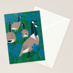Geese in Flowers - Blue Stationery Card Gallery Image 2