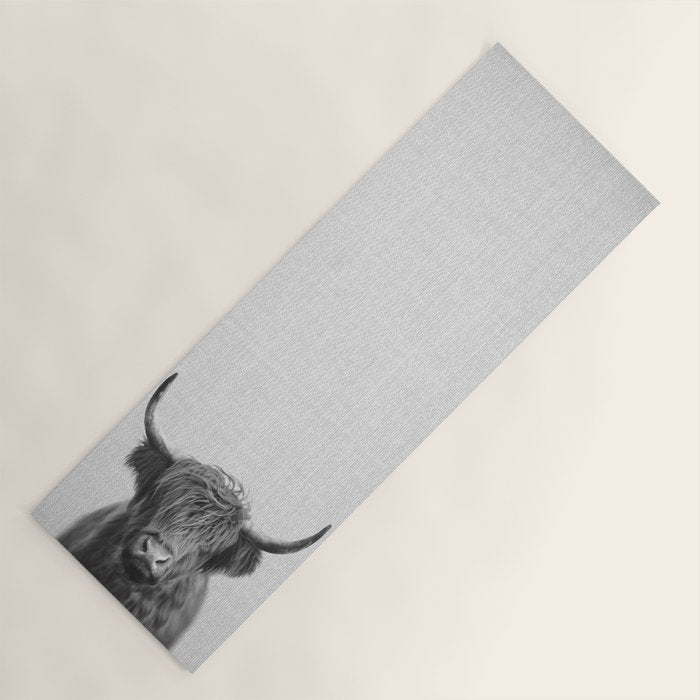 Highland Cow - Black & White Yoga Mat Gallery Image 1