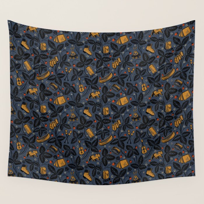 Summer Camping - Midnight Blue Wall Tapestry Gallery Image 4
