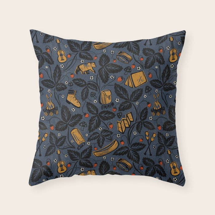 Summer Camping - Midnight Blue Throw Pillow Gallery Image 6