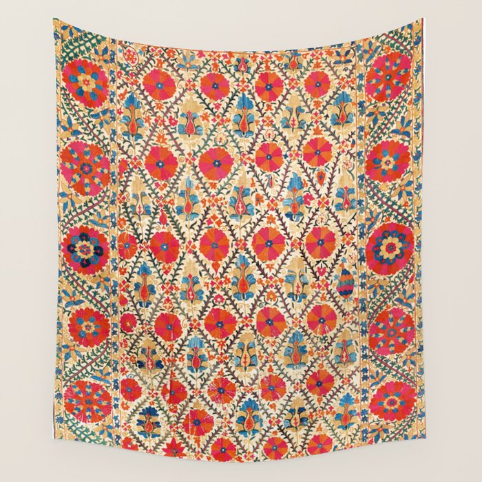 Kermina Suzani Bokhara Uzbekistan Embroidery Print Wall Tapestry Gallery Image 1