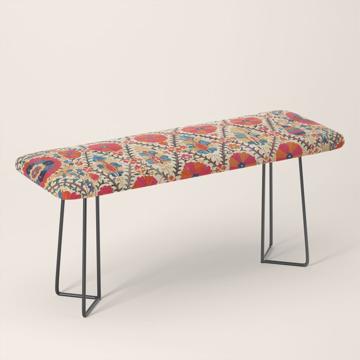 Kermina Suzani Bokhara Uzbekistan Embroidery Print Bench Gallery Image 1