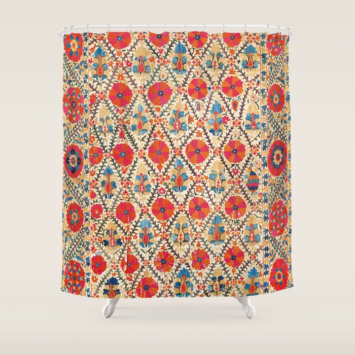 Kermina Suzani Bokhara Uzbekistan Embroidery Print Shower Curtain Gallery Image 1
