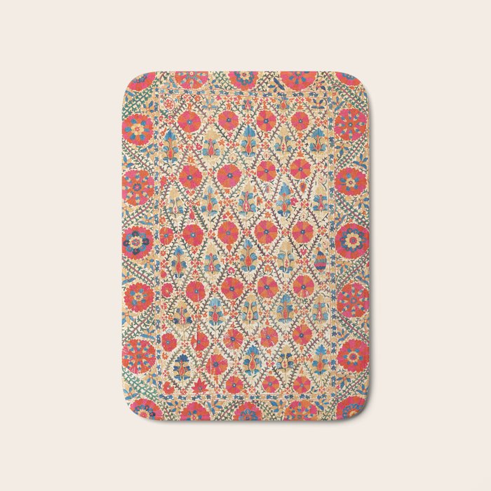 Kermina Suzani Bokhara Uzbekistan Embroidery Print Bath Mat Gallery Image 1