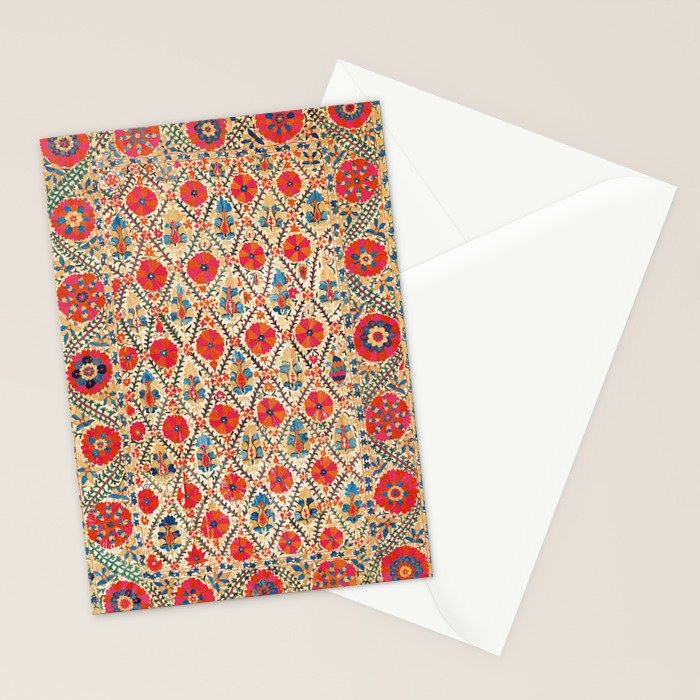 Kermina Suzani Bokhara Uzbekistan Embroidery Print Stationery Card Gallery Image 2