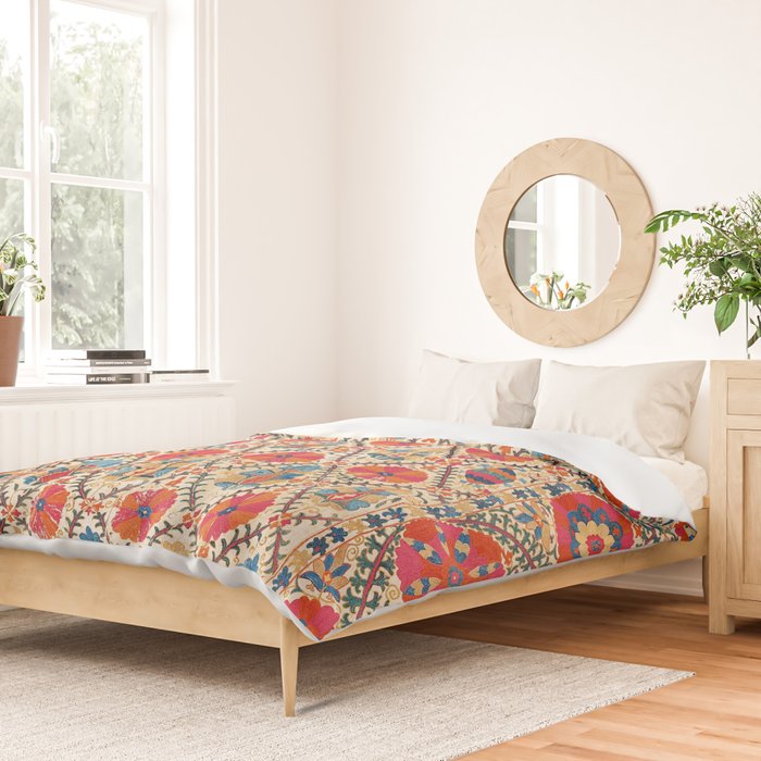 Kermina Suzani Bokhara Uzbekistan Embroidery Print Duvet Cover Gallery Image 2