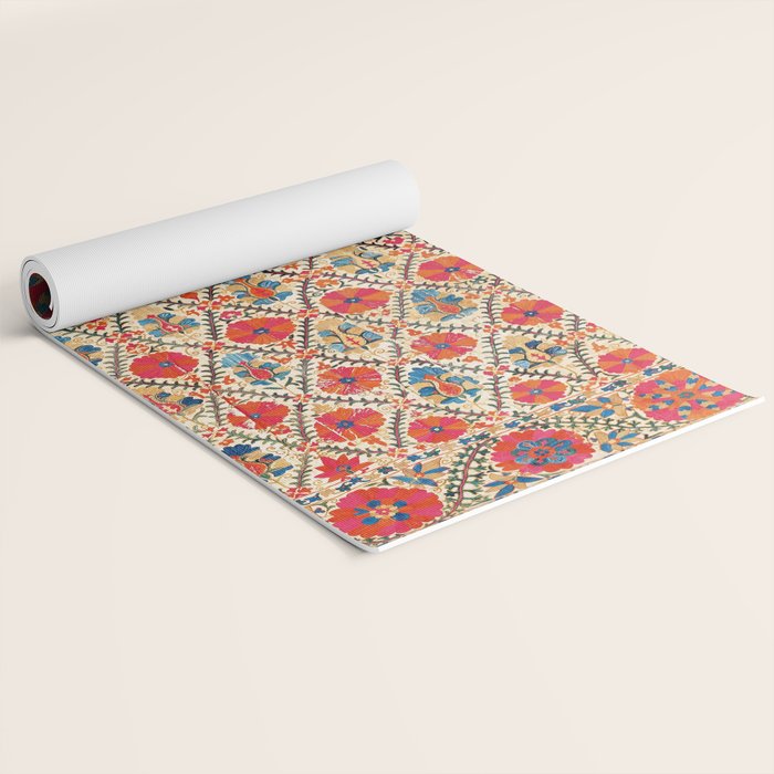 Kermina Suzani Bokhara Uzbekistan Embroidery Print Yoga Mat Gallery Image 2