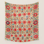 Kermina Suzani Bokhara Uzbekistan Embroidery Print Wall Tapestry Gallery Image 4