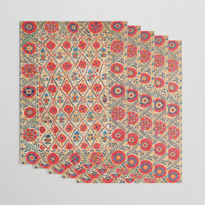 Kermina Suzani Bokhara Uzbekistan Embroidery Print Wrapping Paper Gallery Image 3