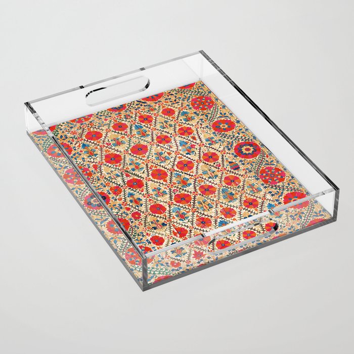 Kermina Suzani Bokhara Uzbekistan Embroidery Print Acrylic Tray Gallery Image 1