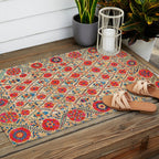 Kermina Suzani Bokhara Uzbekistan Embroidery Print Outdoor Rug Gallery Image 2