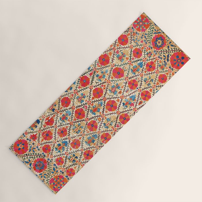Kermina Suzani Bokhara Uzbekistan Embroidery Print Yoga Mat Gallery Image 1