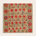 Kermina Suzani Bokhara Uzbekistan Embroidery Print Wood Wall Art Gallery Image 1