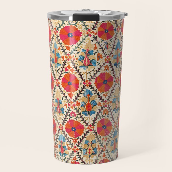 Kermina Suzani Bokhara Uzbekistan Embroidery Print Travel Mug Gallery Image 1
