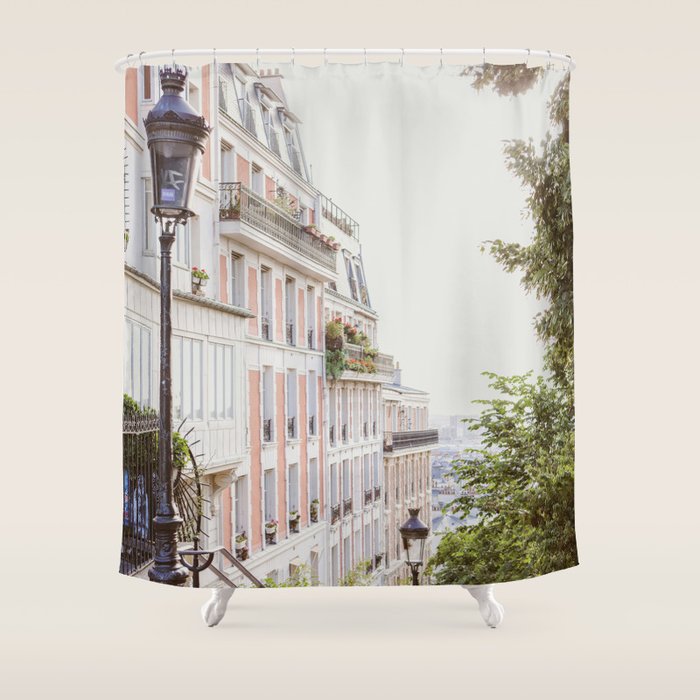Montmartre Stairs - Paris Travel Photography Shower Curtain Gallery Image 1