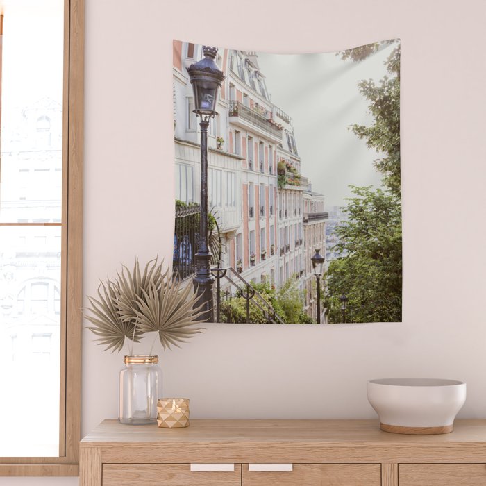 Montmartre Stairs - Paris Travel Photography Wall Tapestry Gallery Image 2
