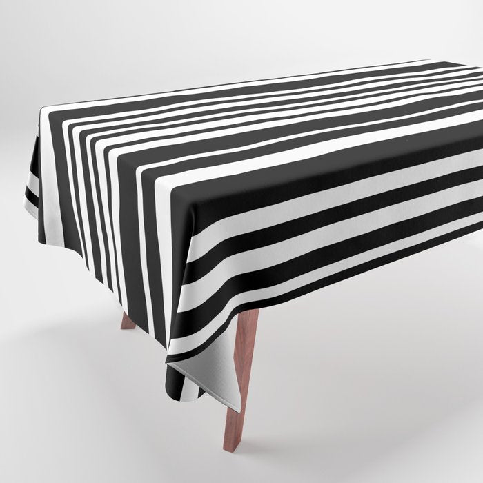 Classic Stripes XLI - Black and White Tablecloth Gallery Image 1