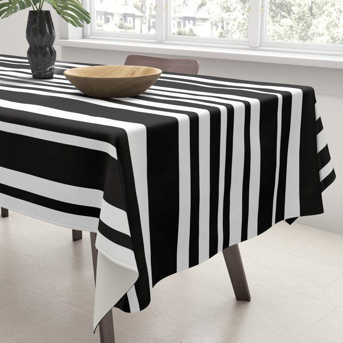 Classic Stripes XLI - Black and White Tablecloth Gallery Image 3