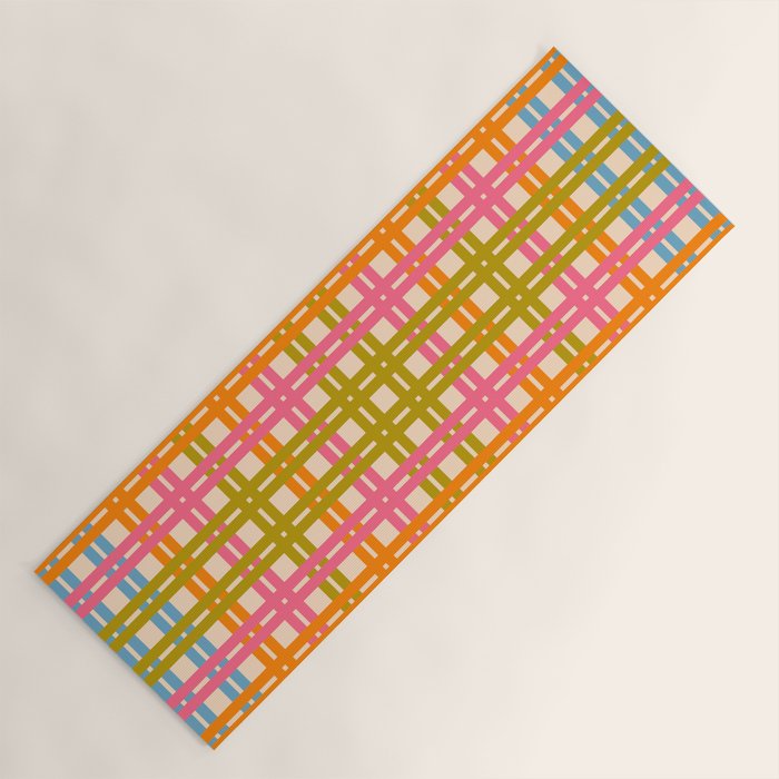 Eclectic Woven Stripes Colorful Retro Contemporary Pattern Yoga Mat Gallery Image 1