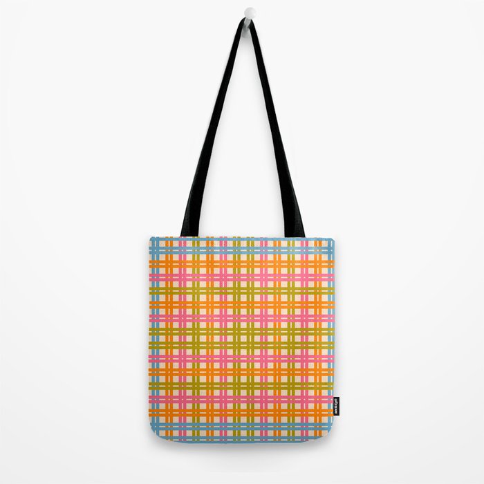 Eclectic Woven Stripes Colorful Retro Contemporary Pattern Tote Bag Gallery Image 2