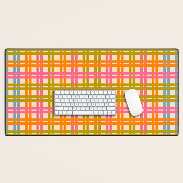 Eclectic Woven Stripes Colorful Retro Contemporary Pattern Desk Mat Gallery Image 1