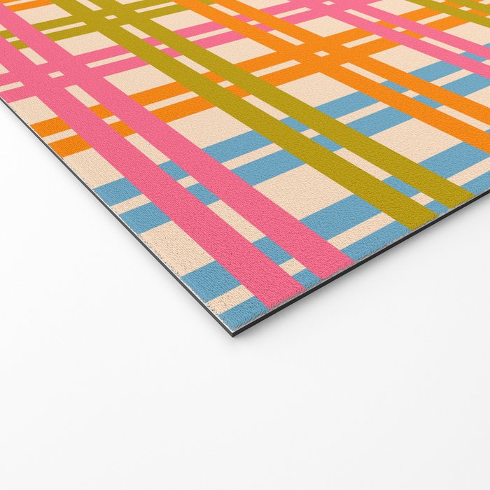 Eclectic Woven Stripes Colorful Retro Contemporary Pattern Welcome Mat Gallery Image 2