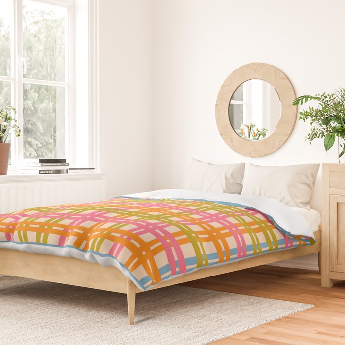 Eclectic Woven Stripes Colorful Retro Contemporary Pattern Duvet Cover Gallery Image 2