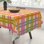 Eclectic Woven Stripes Colorful Retro Contemporary Pattern Tablecloth Gallery Image 3