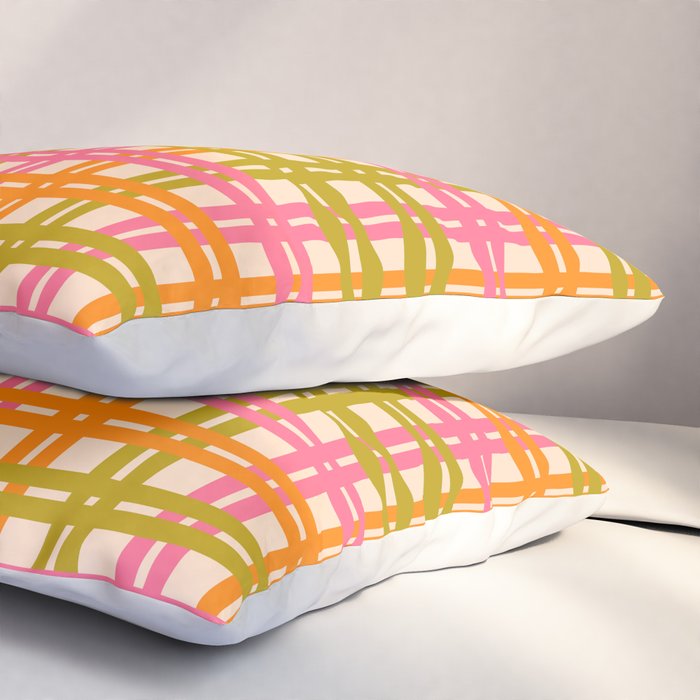 Eclectic Woven Stripes Colorful Retro Contemporary Pattern Pillow Sham Gallery Image 3