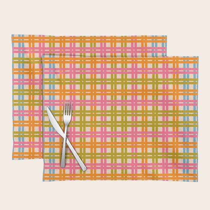 Eclectic Woven Stripes Colorful Retro Contemporary Pattern Placemat Gallery Image 1