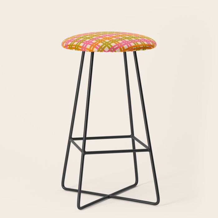 Eclectic Woven Stripes Colorful Retro Contemporary Pattern Stool Gallery Image 1