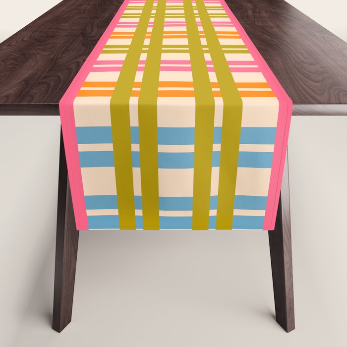 Eclectic Woven Stripes Colorful Retro Contemporary Pattern Table Runner Gallery Image 1