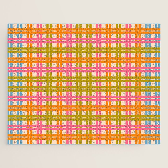 Eclectic Woven Stripes Colorful Retro Contemporary Pattern Jigsaw Puzzle Gallery Image 1