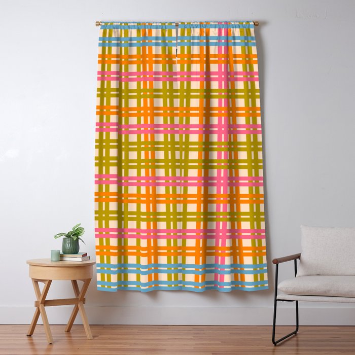 Eclectic Woven Stripes Colorful Retro Contemporary Pattern Window Curtain Gallery Image 5