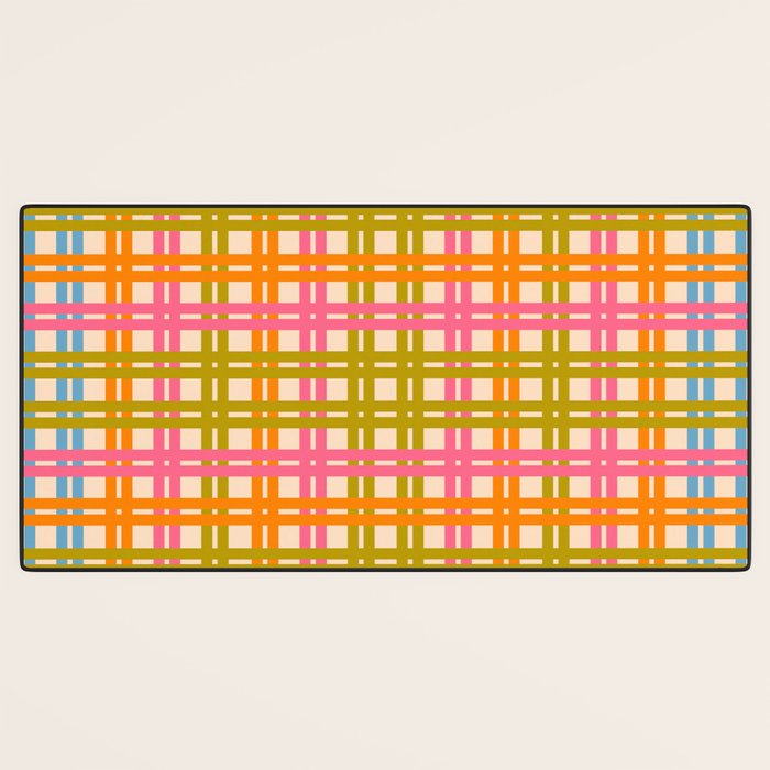 Eclectic Woven Stripes Colorful Retro Contemporary Pattern Desk Mat Gallery Image 3