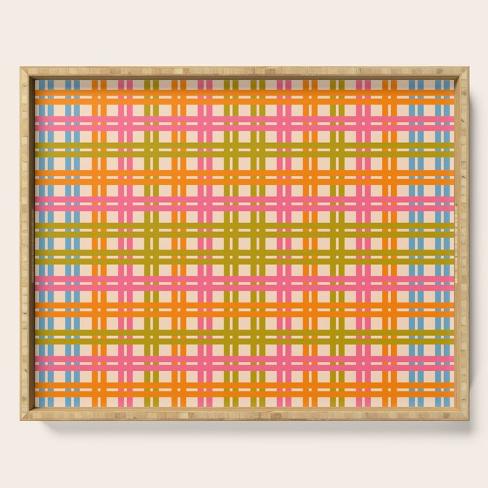 Eclectic Woven Stripes Colorful Retro Contemporary Pattern Serving Tray Gallery Image 1