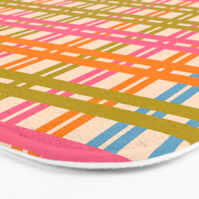 Eclectic Woven Stripes Colorful Retro Contemporary Pattern Bath Mat Gallery Image 3
