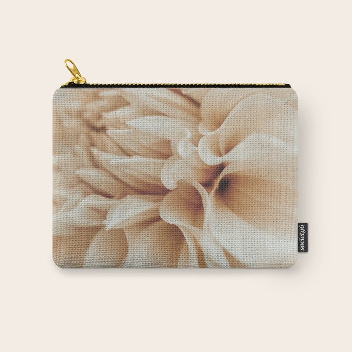 Innocence  Modern Blush White Botanical Dahlia flower photograph Carry All Pouch Gallery Image 1