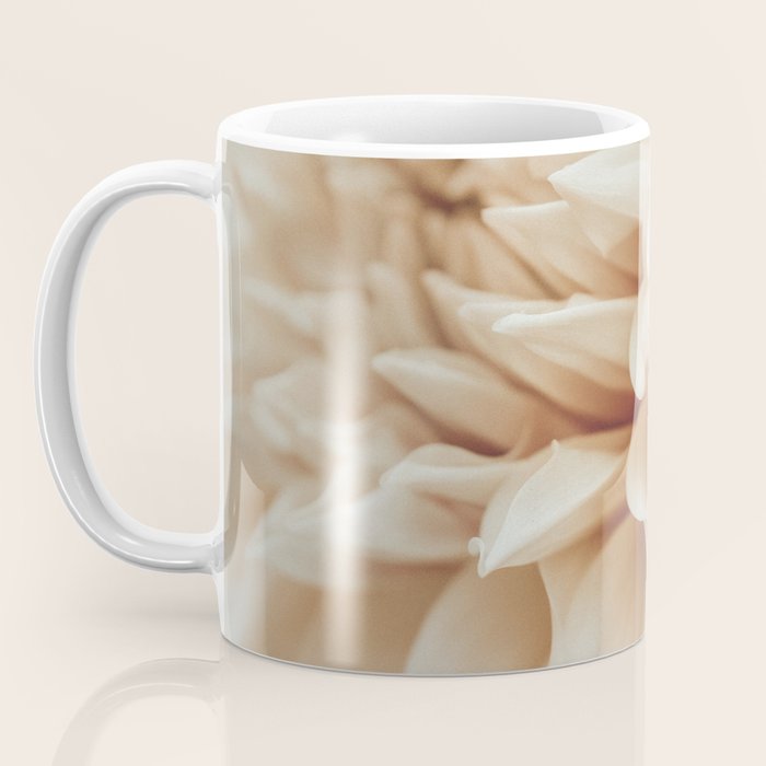 Innocence  Modern Blush White Botanical Dahlia flower photograph Coffee Mug Gallery Image 3