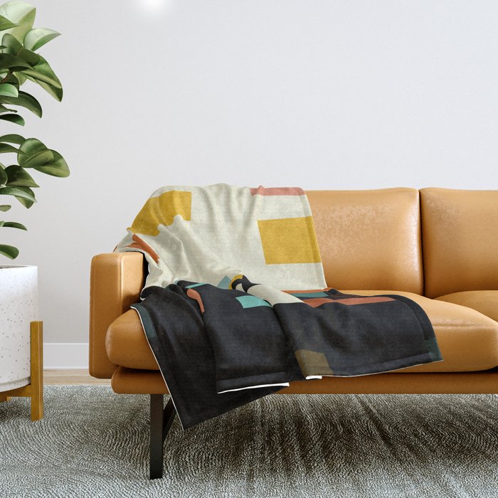 two in one, checker abstract Throw Blanket Gallery Image 1