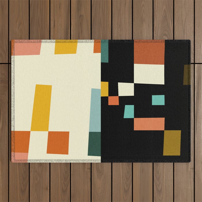 two in one, checker abstract Outdoor Rug Gallery Image 1