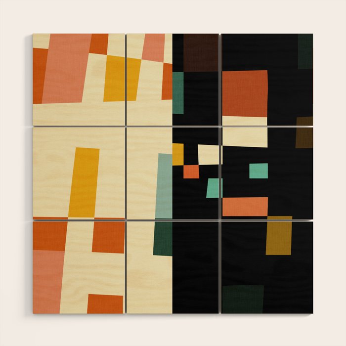 two in one, checker abstract Wood Wall Art Gallery Image 1