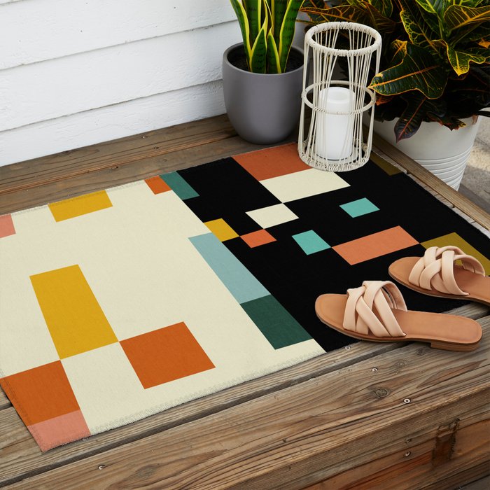 two in one, checker abstract Outdoor Rug Gallery Image 2